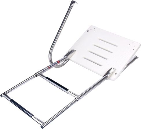 Amarine Made 2 Step in-Board Outboard Transom Platform Telescoping Boat Ladder Stainless Steel with Fiberglass Swim Platform for Swimming Pool Pontoon Dock Collapsible Step Ladder with 1 Handrail in Saudi Arabia