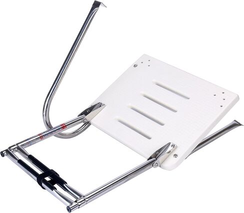 Amarine Made 2 Step in-Board Outboard Transom Platform Telescoping Boat Ladder Stainless Steel with Fiberglass Swim Platform for Swimming Pool Pontoon Dock Collapsible Step Ladder with 1 Handrail in Saudi Arabia