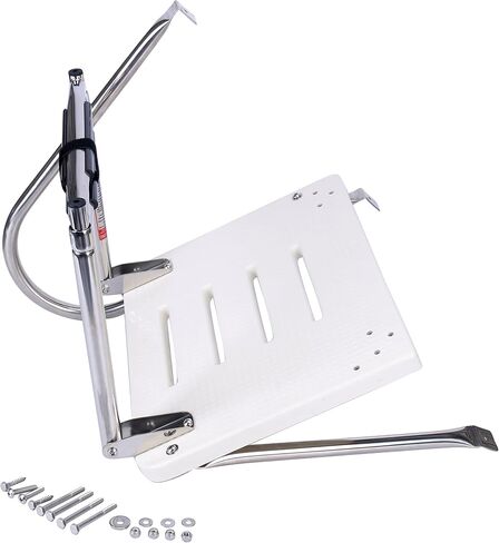 Amarine Made 2 Step in-Board Outboard Transom Platform Telescoping Boat Ladder Stainless Steel with Fiberglass Swim Platform for Swimming Pool Pontoon Dock Collapsible Step Ladder with 1 Handrail in Saudi Arabia