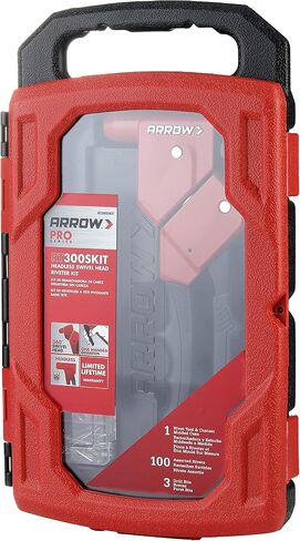 Arrow Fastener SHRTKIT-AM Rivet Tool Kit with RT300S Headless Riveter for Auto Body Repair, HVAC, Drop Ceiling Grids, and Sheet Metal Work, includes 100 Rivets and 3 Drill Bits, Black/Red in Saudi Arabia