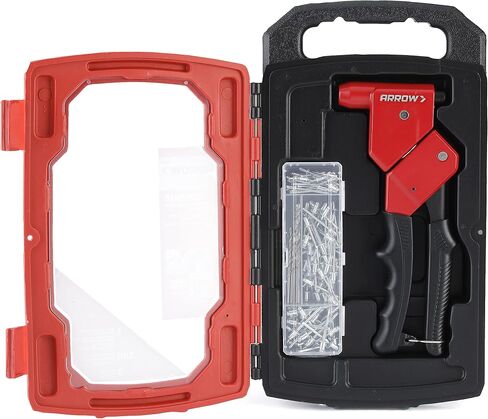 Arrow Fastener SHRTKIT-AM Rivet Tool Kit with RT300S Headless Riveter for Auto Body Repair, HVAC, Drop Ceiling Grids, and Sheet Metal Work, includes 100 Rivets and 3 Drill Bits, Black/Red in Saudi Arabia