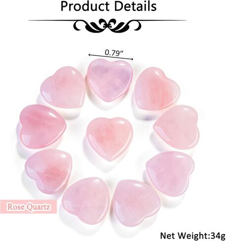 Jovivi 10Pcs 0.8 Inch Heart Crystals Healing Stones Natural Amethyst Heart Love Polished Gemstone Carved Palm Worry Stone Reiki Energy Balancing Meditation Gift in Kuwait