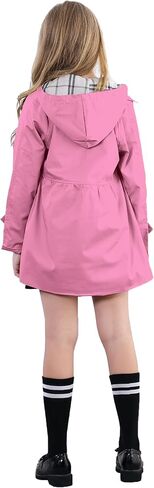Betusline Girl's Trench Coat, Single Breasted Windbreaker Hoodie Jacket Dress Coat Outerwear for Girl,1# Pink,6-7 Years = Tag 130 in Saudi Arabia