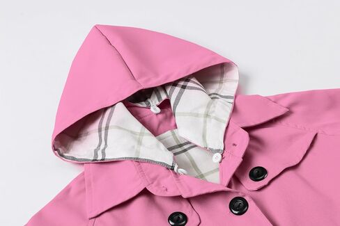 Betusline Girl's Trench Coat, Single Breasted Windbreaker Hoodie Jacket Dress Coat Outerwear for Girl,1# Pink,6-7 Years = Tag 130 in Saudi Arabia