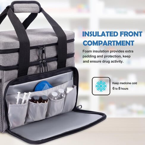 LIZSEN Large Medicine Storage Bag, Double Layer Pill Bottle Organizer Storage Bag with Lockable Zipper, Medication Travel Bag Carrying Case for Men Women in Saudi Arabia