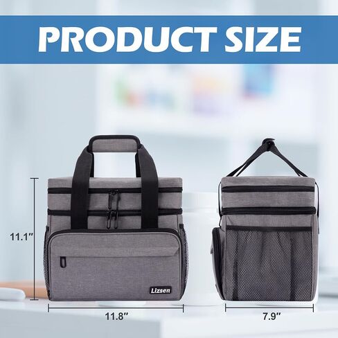 LIZSEN Large Medicine Storage Bag, Double Layer Pill Bottle Organizer Storage Bag with Lockable Zipper, Medication Travel Bag Carrying Case for Men Women in Saudi Arabia