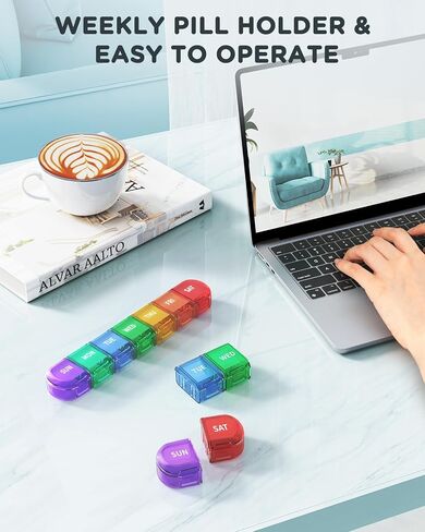 Pill Organizer, Pill Box, Large Daily Pill Organizer, 7 Day Travel Pill Case, Weekly Detachable Pill Container Holder One Time A Day, Medicine Organizer for Big Vitamin Supplements Fish Oil, Rainbow in Saudi Arabia