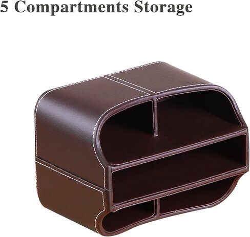 YAPISHI Leather Remote Control Holder, 360 Degree Spinning Desk TV Remote Caddy/Box, Coffee Table Organizer for Controller, Media, Calculator, Mobile Phone and Pencil Storage in Saudi Arabia