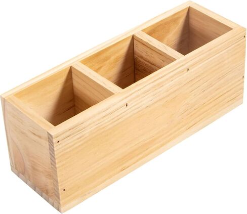 منظمات وإكسسوارات المكتب الخشبية من Useekoo، حامل أقلام رصاص خشبي 3 حجرات، حامل ريفي للتحكم عن بعد، لوازم مكتبية خشبية للمنزل والمدرسة وصالون الحلاقة - عتيقة in Kuwait