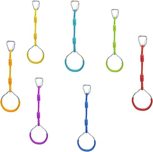 حلقة الجمباز لتسلق النينجا البرتقالية للأطفال، ملحقات حبل الارتخاء، حلقات عوائق على شكل قرد معلقة للعب في الفناء الخلفي في الهواء الطلق in Kuwait