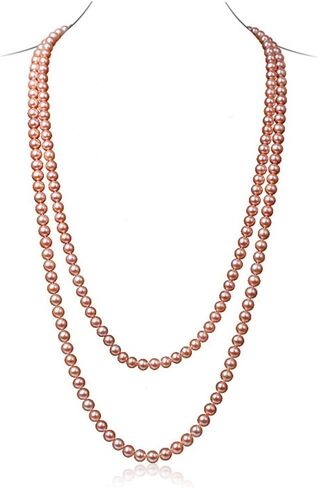 JYX قلادة طويلة من اللؤلؤ الطبيعي 8-9 مللي متر قلادة من لؤلؤ المياه العذبة الوردية 48" in Kuwait