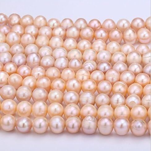 JYX قلادة طويلة من اللؤلؤ الطبيعي 8-9 مللي متر قلادة من لؤلؤ المياه العذبة الوردية 48" in Kuwait