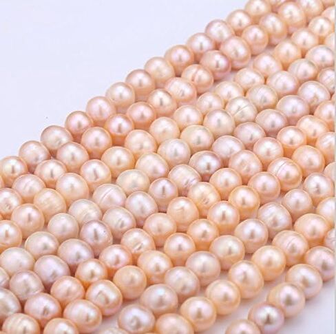 JYX قلادة طويلة من اللؤلؤ الطبيعي 8-9 مللي متر قلادة من لؤلؤ المياه العذبة الوردية 48" in Kuwait