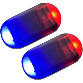 2Pack Solar Simulated Dummy Warning Lamp, Mini Anti-Theft LED Red Blue Flashing Alarm Security Car Fake Alarm Lamp,Automotive Interior Emergency Strobe Light for Bike Car Night Driving in Saudi Arabia