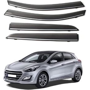 4 قطعة من منحرف الرياح الأمامي والخلفي للسيارة Hyundai I30 2010-2018 نوافذ الباب الجانبي منحرف الرياح والمطر وحارس الدخان ملحقات درع الرياح in Kuwait