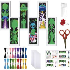 FREEBLOSS 6Pcs Cross Stitch Bookmark Kit for Adult Beginners Animal Pattern Stamped Cross Stitch Kits with Instructions Self-Adhesive Felt Embroidery Bookmark Kit for Starters Adults Gift 8x2.4'' in Saudi Arabia