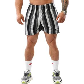 شورت الصالة الرياضية للرجال من BGSM، مخطط، 100% قطن، بأربطة، شورت تدريب اللياقة البدنية خفيف الوزن in Kuwait