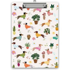 Dachshund Puppy Clipboard, Plant Wooden Clipboard with Low Profile Metal Clip, Clip Boards Gifts for Doctors Nurses Teachers Students Women Kids, Office School Supplies 9 x 12.5 in -A29 in Saudi Arabia