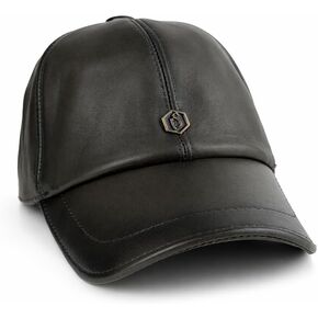Genuine Sheepskin Leather Baseball Cap – Adjustable Urban Leather Hat for Men & Women, Military Green, One Size in Saudi Arabia