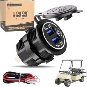 مقبس شاحن USB مزدوج عالمي سريع الشحن 3.0 لسيارة شاحنة عربة جولف UTV ATV قارب، منفذ شحن USB مقاوم للماء، مدخل 12 فولت in Kuwait