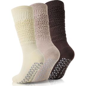 MEIKAN 3 أزواج من جوارب البيلاتيس النسائية، جوارب قطنية متوسطة الساق غير قابلة للانزلاق لليوجا والباري in Kuwait