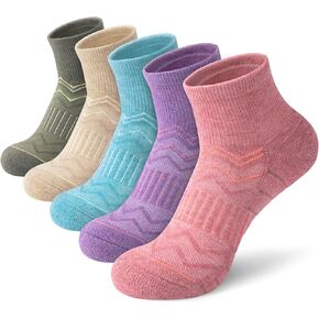 iCamter 5 Pairs Merino Wool Hiking Socks for Women Men Thick Cushion Quarter Ankle Athletic Running Socks in Saudi Arabia