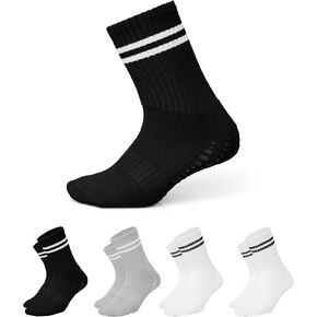 AMELLE Mid Crew Women’s Pilates Socks With Grips Non-slip Cushioned Sole Arch Support Grippy Yoga, Barre, Gym & Athletic Sock in Saudi Arabia