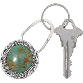 Navajo Turquoise Silver Key Ring Hammered Sterling Sun Ray Pattern Accessory 2345 in Kuwait