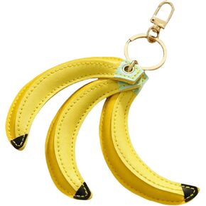 Leather Banana Keychain - Lifelike PU Leather Fruit Keychains with Alloy Buckle Charm, Bag Accessory for Women, Wallet Pendant, Schoolbag Pendant, Gift for Women and Delicate Trinket Lovers in Kuwait