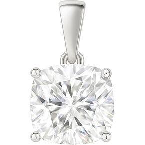10K Solid White or Yellow Gold Lab Grown Moissanite Solitaire Pendant | Dangle Bail | Round, Cushion, Pear, Emerald, Oval Cut | Pendant Only | Fine Jewelry Luxury Gift in Saudi Arabia