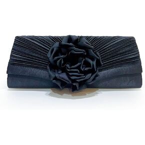 Bi&Yamigeo Women's Satin Evening Clutch Bag with 3D Flower,Small Pleated Flap Purse with Chain Strap for Wedding Prom Party in Saudi Arabia