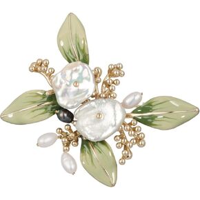 دبابيس ودبابيس الزهور للنساء، دبابيس بروش زيتية تقطر يدويًا مع قلادة من اللؤلؤ، إنها ذات طراز مجاني فقط من أجلك، دبابيس أمان من المينا الورقية الخضراء ودبابيس ودبابيس المجوهرات المعدنية اللؤلؤية in Kuwait