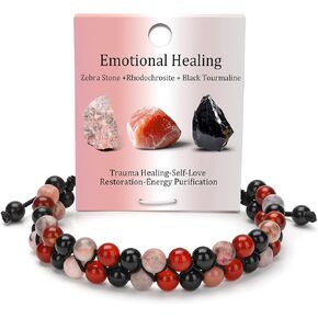 Raicegs Triple Protection Bracelet Stress Relief New Beginnings Emotional Healing Good Fortune Natural Stones Beaded Bracelet for Men Women Healing Crystal Bracelet in Kuwait