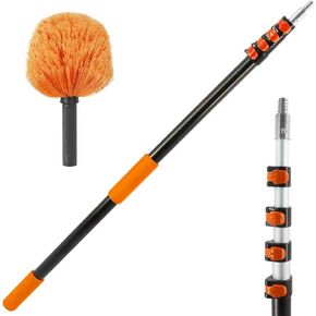 23 ft High Reach Cobweb Duster with Extension Pole, Spider Web Brush with Lightweight 5 Stage 4-16.5 ft Telescoping Pole, Soft Bristles Dusters for Outdoor Indoor Cleaning in Saudi Arabia