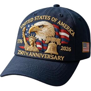 250 Anniversary USA Hat, 100% Embroidered - United States 250th Anniversary Adjustable Baseball Cap with Eagle & Flag Design for Patriotic Americans Navy in Saudi Arabia