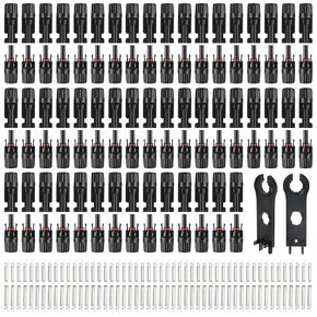 100PCS MC4 Soar Connectors Solar Panel Cable Connectors 1000V 30A IP67 Waterproof Male/Female Plug with Spanners, Suitable for 14AWG-10AWG Solar Cables (50 Pairs) in Saudi Arabia