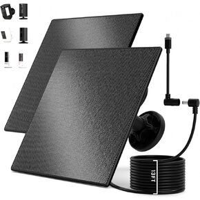 قطعتان من الألواح الشمسية بقدرة 5 وات للكاميرا الحلقية - متوافقة مع كاميرا Spotlight (Plus/Pro/البطارية)، وكاميرا Stick Up Cam/Pro وبطارية Stick Up Cam الجديدة كليًا، وكابل بطول 13 قدمًا، ومحول USB-C، ومقاومة للماء in Kuwait