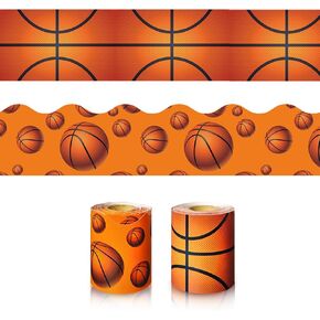 65.6ft زخارف حدود لوحة الإعلانات - 2 لفات من زخرفة كرة السلة، حافة الفصل الدراسي قابلة لإعادة الاستخدام لديكور العودة إلى المدرسة، مستلزمات المدرسة المنزلية للمعلم in Kuwait