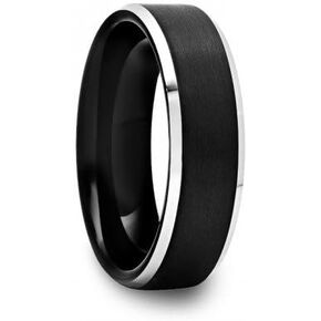 6 mm Mens Black Tungsten Carbide Rings Polished Bevel in Kuwait