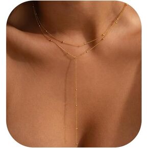 Gold Necklace for Women Trendy,Dainty Gold Long Necklaces Simple Cute Lariat Necklace Charm Prom Y-Shaped Pendant Beaded Lip Pearl Chain Fashion Gold Accessories Jewelry for Women in Saudi Arabia