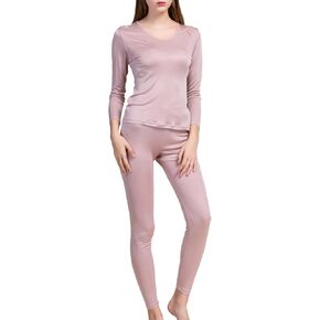 ملابس داخلية طويلة من الحرير من METWAY للسيدات من MulberrySilk، أطقم ملابس داخلية حرارية، طبقة أساسية شتوية in Kuwait