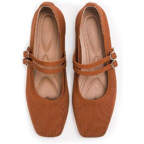 Women's Flats Square Toe Knit Mary Jane Ballet Shoes Soft Foldable Buckle Strap Women Shoe Comfortable Dressy Slip On Flat for Casual Office Work in Kuwait