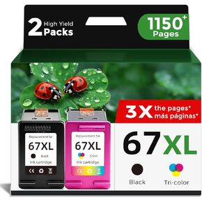 67XL Ink Cartridge Black Color Combo Pack Replacement for HP 67 HP67 XL HP67XL for 2700 2700e 4100 6400 4155e 2755e 6000 2855e 2827e 2752e 4100e 6458 6455e 4152 6055e 6052e 4152e 2742e 6400e Printer in Kuwait