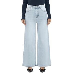 BlueMoment High Waisted Wide Leg Jeans for Women Stretchy Tummy Control Loose Denim Pants Trendy Mom Baggy Jeans Raw Hem in Saudi Arabia