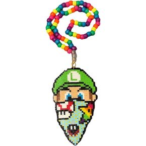 Luigi Mini Kandi Necklace with Mini Perler Beads for Festival Party Rave Event in Kuwait