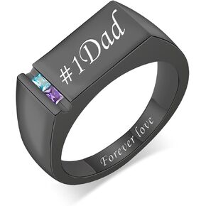 خواتم اسم منقوشة للرجال مخصصة للأب 1-8 جوهرة الميلاد خاتم الأب المخصص خاتم الأسرة هدية عيد الأب هدية للزوج الجد عيد ميلاد عيد الميلاد الذكرى السنوية in Kuwait