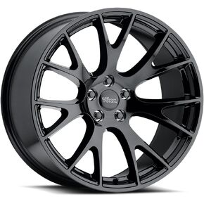 عجلة Voxx Replica HELLCAT المخصصة - 20x9، 20 إزاحة، نمط مسمار 5x114.3، محور 71.6 ملم - حافة سوداء لامعة in Kuwait