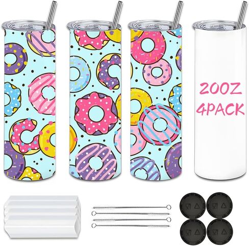 50 Pack Sublimation Blanks, 20oz Sublimation Tumblers Skinny Straight with Lids and Straws Bulk, Stainless Steel Double Wall Polymer Coating for Heat Transfer DIY Gifts in Saudi Arabia