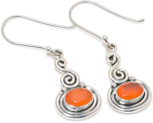Oval Shape Gemstone Handmade 925 Solid Sterling Silver Earrings in Kuwait
