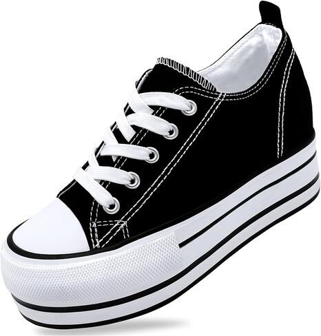 REFRASE LIFE Womens Platform Sneakers with Wedge 3 Inches Height Boost Hidden Heel Shoes, Casual Height Increase Walking Fashion Shoes for Women and Girls in Saudi Arabia
